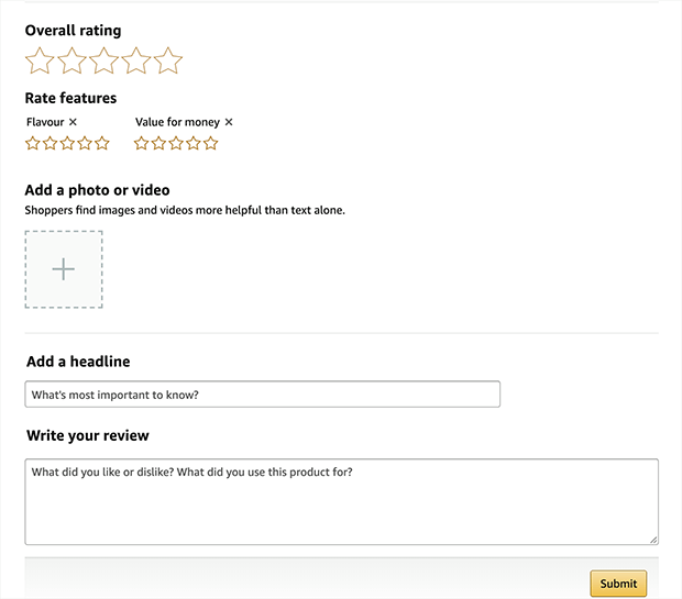 amazon testimonial form