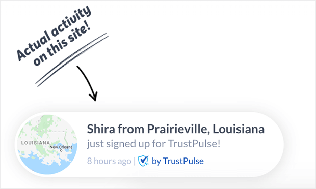 trustpulse social proof notification