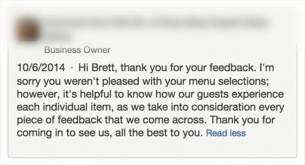 Writing a Bad Review of a Restaurant Doesn't Really Help