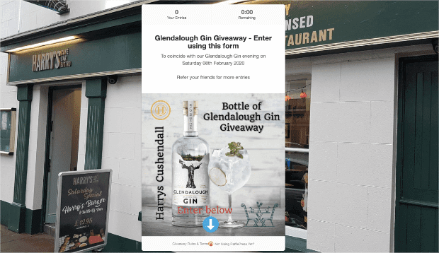 Glendalough Gin Giveaway contest landing page