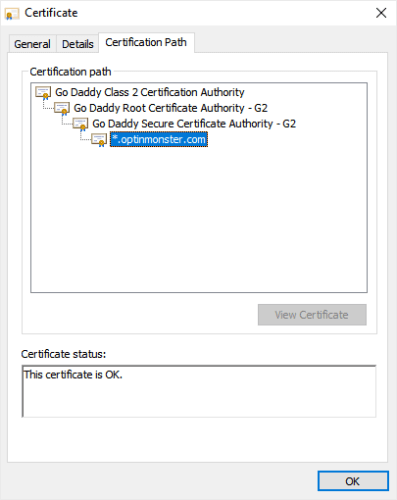 om ssl certificate details