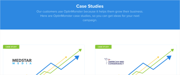 Case study page for OptinMonster