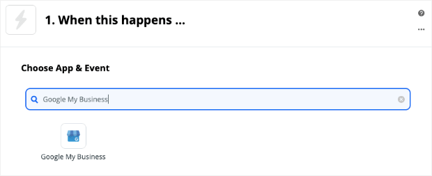 Google My Business app in Zapier