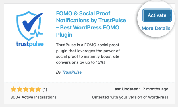 Click-Activate-to-install-TrustPulse-plugin