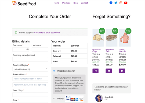 custom woocommerce checkout 