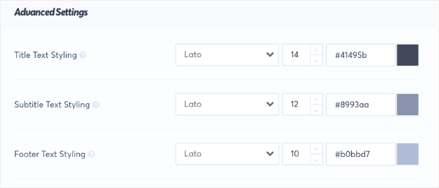 Advanced Settings for Design and Appearance