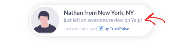 social proof notification demo for yelp review