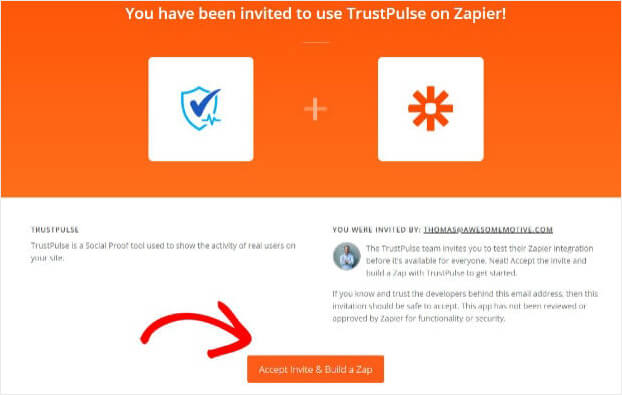Accept Zapier Trustpulse