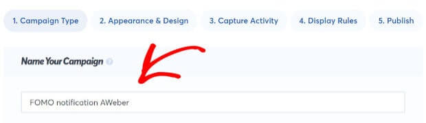Fomo Notification name campaign 