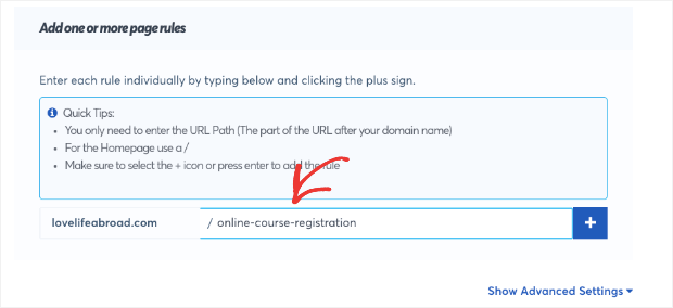 Forms from exact URLs with TrustPulse