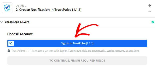Sign into TrustPulse Zapier