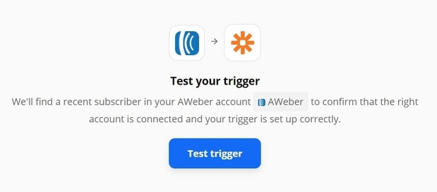 Test Aweber and Zapier trigger