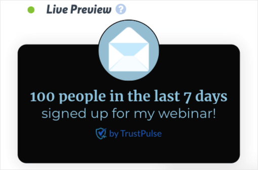 TrustPulse promote your webinar demo on fire campaign