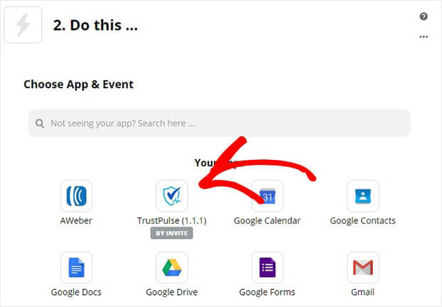 Trustpulse App in Zapier