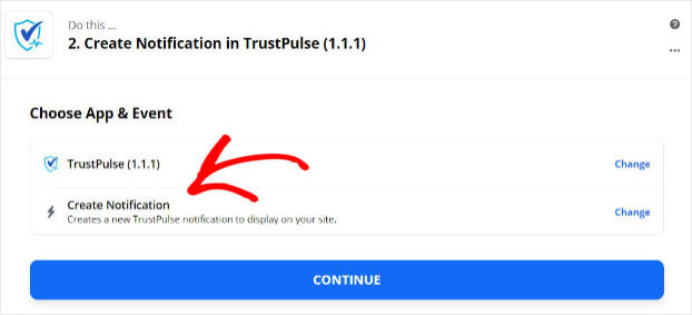 Trustpulse Zapier trigger Create Notification