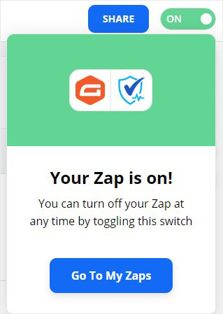 Turn zap on zapier