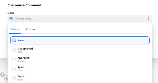 WordPress Comment Status