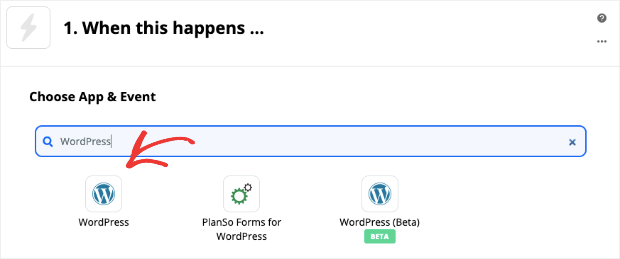 WordPress app in Zapier