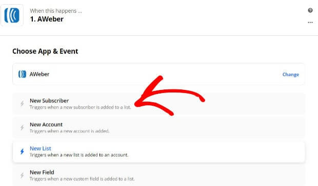 Zapier Aweber new subscriber trigger
