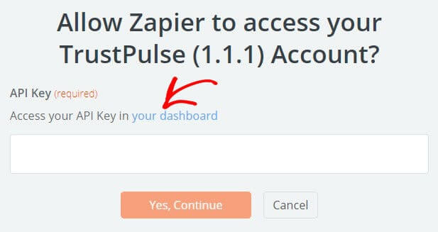 Zapier Trustpulse API key