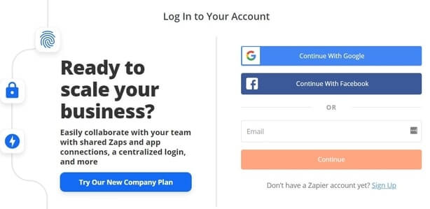 Zapier login page 