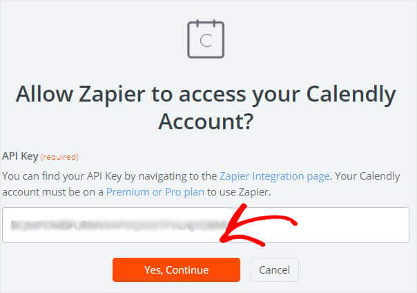 Paste Zapier API key