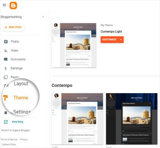 Select Themes in Blogger