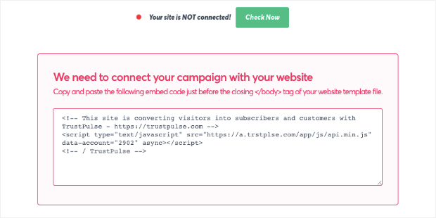 TrustPulse embed code for your Volusion store