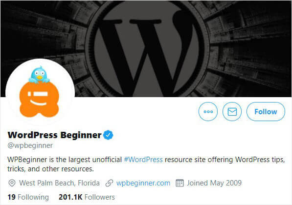 WPBeginner Twitter profile