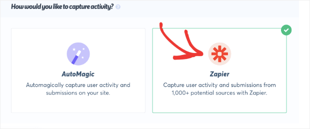 Select Zapier to capture TrustPulse activity