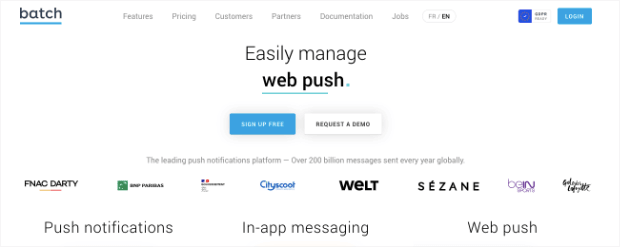 batch push notification homepage