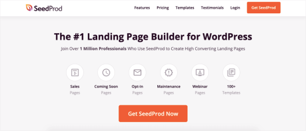 seedprod landing page builder homepage