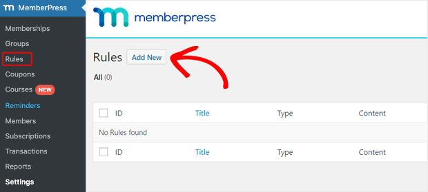 add new rule memberpress