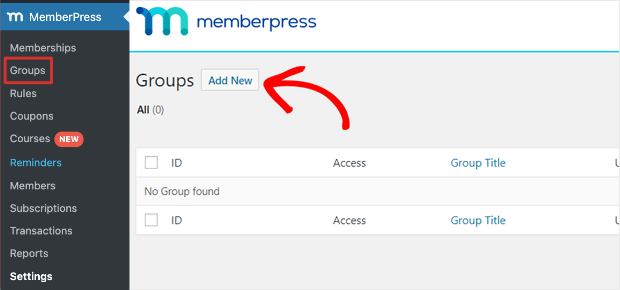 add new group for pricing page
