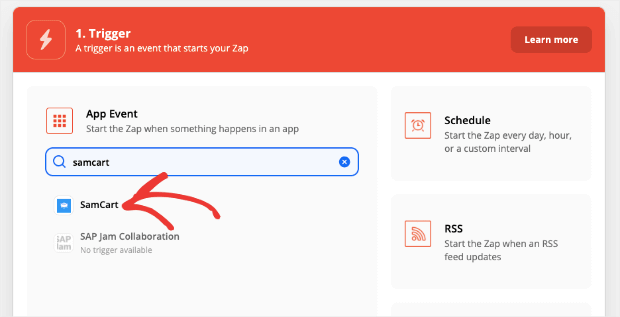 connect samcart to zapier