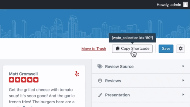 copy shortcode wpbusiness reviews