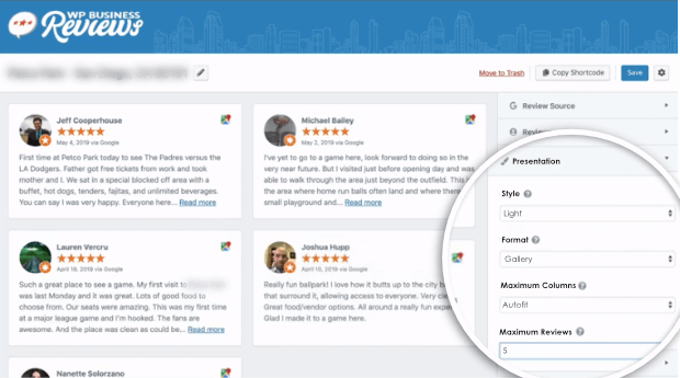 customize reviews wpbusiness reviews
