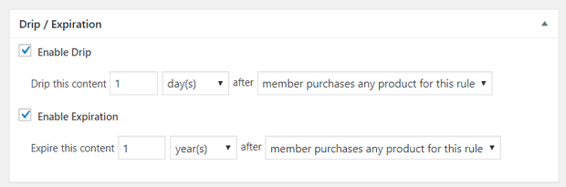 drip and expiration options memberpress