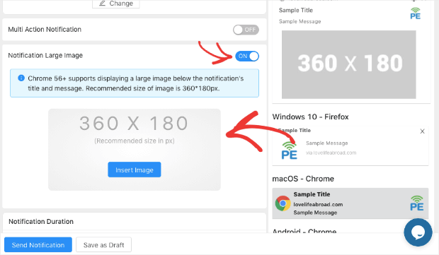notification large image with pushengage