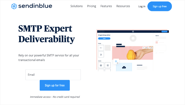 sendinblue smtp expert deliverability landing page