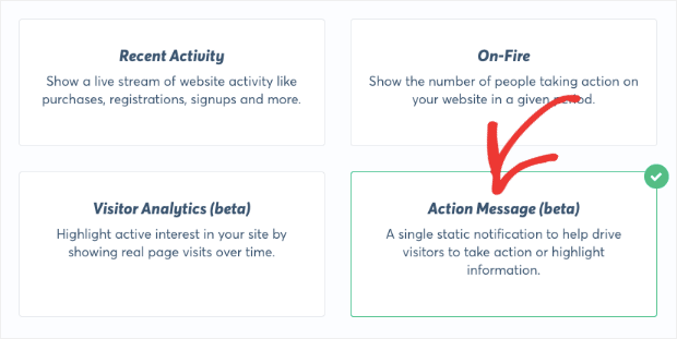 action message in trustpulse