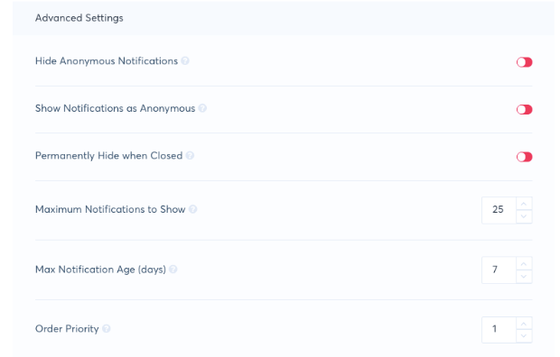 advanced settings trustpulse