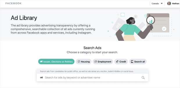 facebook ad library homepage-min
