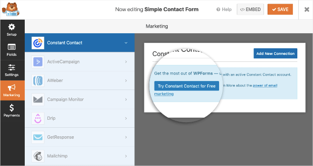 try constant contact free with wpforms-min