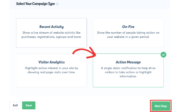 Action message campaign type