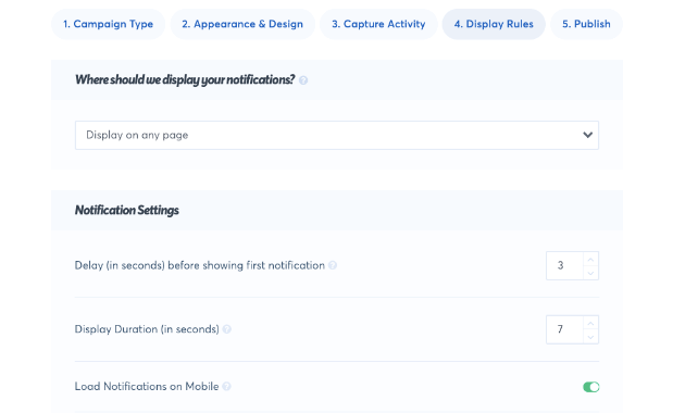 Display rules in TrustPulse