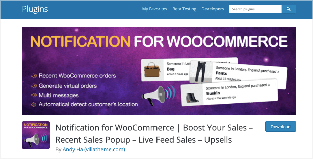 notification for woocommerce