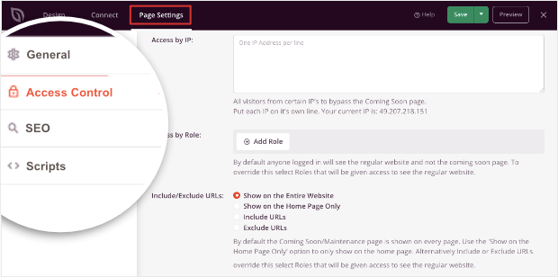 access controls tab in seedprod