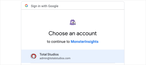 choose account in monsterinsights
