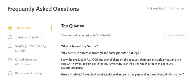 faqs section